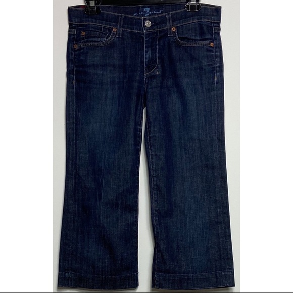 7 For All Mankind Women’s Dojo Capri Crop Dark Blue Jeans Size 27 - Picture 2 of 8